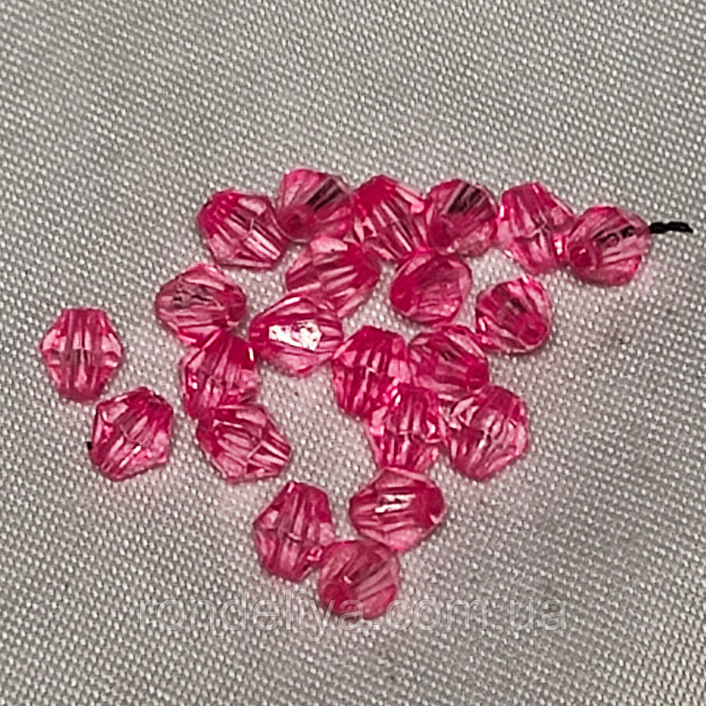 Намистини акрил прозорі "Конус" 5 мм Рожевий 50 г ~ 300 шт, фото 1