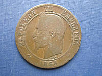 Монета 10 сантимов Франция 1864 ВВ Наполеон III