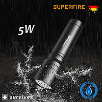 Ручной фонарик USB акумуляторная кемпинговый LED SUPERFIRE S33-C