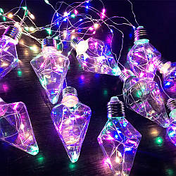 Гірлянда Лампочки Ромб, від мережі, 5м, 150LED, Мультикольорова / Новорічна гірлянда на вікно