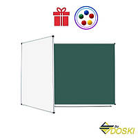 Дошка шкільна аудиторна магнітна для крейди і маркера 300х100 см триповерхнева (Doski.biz)
