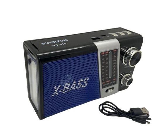 Компактний портативний радіоприймач BT EVERTON RT-816 з ліхтариком, Bluetooth FM USB SD, фото 1