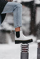Женские зимние ботинки Dr.Martens Chelsea (белые) модные стильные сапоги с мехом MD0253 top