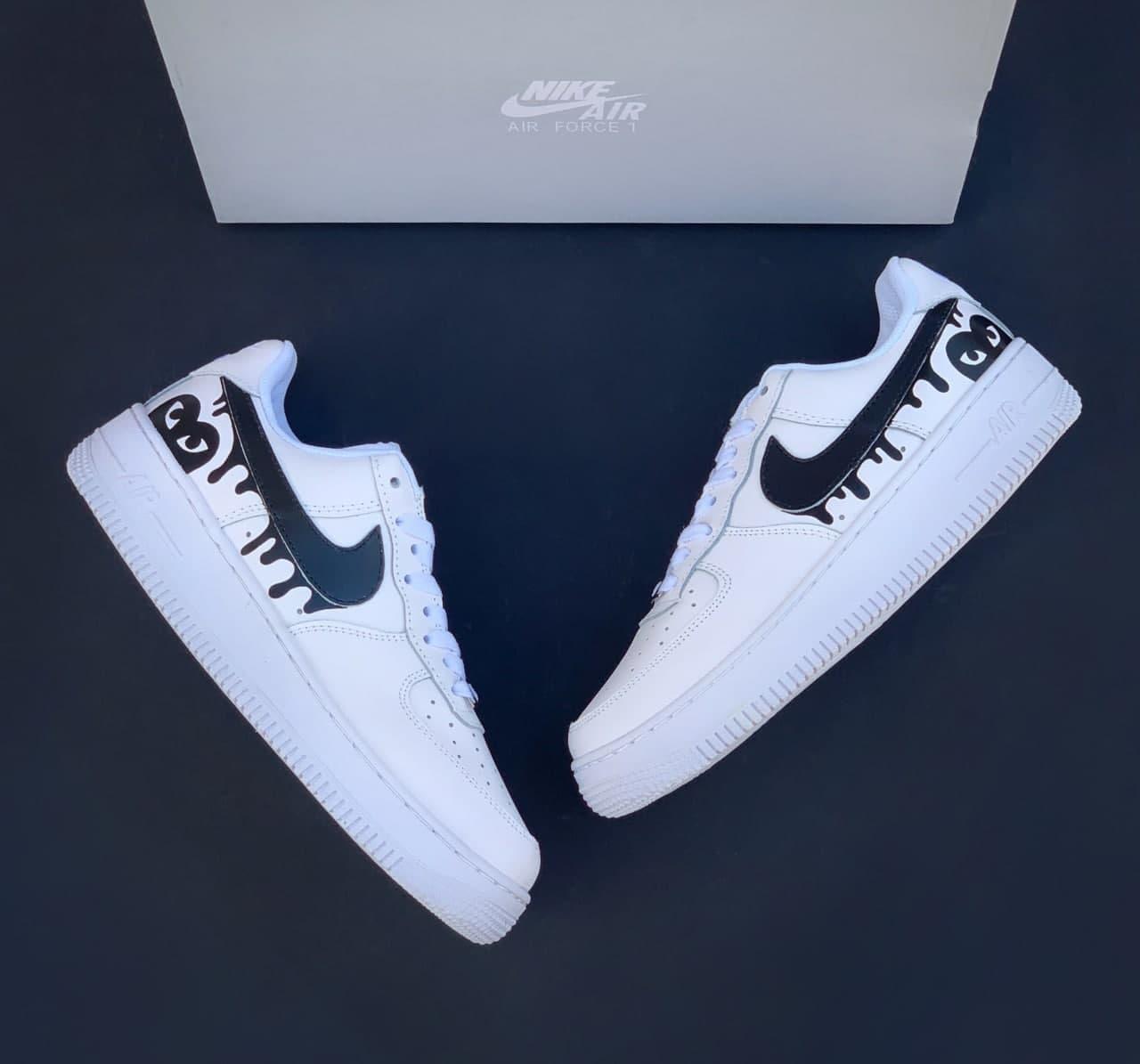 Custom black and white air force ones top
