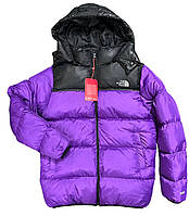 Куртка зимняя с логотипом North Face (фиолетовая) АTNF700 современная модная короткая теплая с капюшоном L