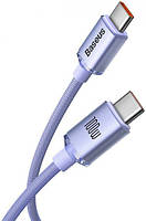 Кабель Baseus Crystal Shine Series Type-C to Type-C 100W (1,2m) Purple, фото 9