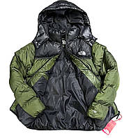 Куртка зимняя с логотипом North Face (оливковая) АTNF700 современная модная короткая теплая с капюшоном top