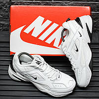 Мужские кроссовки Nike M2K Tekno (белые с чёрным) удобные спортивные весенние кроссы 1640 cross