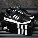 Чоловічі кросівки Adidas Forum Low (чорні з білим) рефлективні модні молодіжні кеди 2183 top, фото 3
