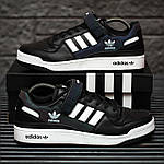 Чоловічі кросівки Adidas Forum Low (чорні з білим) рефлективні модні молодіжні кеди 2183 top, фото 4