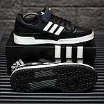 Чоловічі кросівки Adidas Forum Low (чорні з білим) рефлективні модні молодіжні кеди 2183 top, фото 5