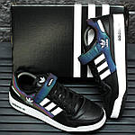 Чоловічі кросівки Adidas Forum Low (чорні з білим) рефлективні модні молодіжні кеди 2183 top, фото 7