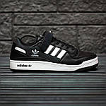 Чоловічі кросівки Adidas Forum Low (чорні з білим) рефлективні модні молодіжні кеди 2183 top, фото 9