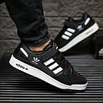 Чоловічі кросівки Adidas Forum Low (чорні з білим) рефлективні модні молодіжні кеди 2183 top, фото 10