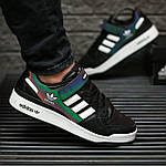 Чоловічі кросівки Adidas Forum Low (чорні з білим) рефлективні модні молодіжні кеди 2183 top, фото 11