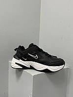 Женские кроссовки Nike M2K Tekno Black (чёрные с белым) комфортные осенние комбинированные кроссы L0716