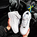 Чоловічі зимові кросівки Nike Air Force 1 (білі) високі модні повсякденні кеди F610 top, фото 3