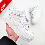 Чоловічі зимові кросівки Nike Air Force 1 (білі) високі модні повсякденні кеди F610 top, фото 8