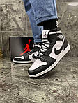 Чоловічі зимові кросівки Nike Air Jordan 1 WINTER (чорно-білі) високі хутряні кроси T100-2 top, фото 3