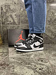 Чоловічі зимові кросівки Nike Air Jordan 1 WINTER (чорно-білі) високі хутряні кроси T100-2 top, фото 5