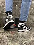 Чоловічі зимові кросівки Nike Air Jordan 1 WINTER (чорно-білі) високі хутряні кроси T100-2 top, фото 7