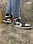Чоловічі зимові кросівки Nike Air Jordan 1 WINTER (чорно-білі) високі хутряні кроси T100-2 top, фото 8