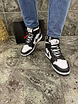 Чоловічі зимові кросівки Nike Air Jordan 1 WINTER (чорно-білі) високі хутряні кроси T100-2 top, фото 11