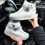 Жіночі зимові кросівки Nike Air Force 1 Mid 07 White (білі) високі молодіжні кеди з хутром F614 top, фото 3