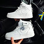Жіночі зимові кросівки Nike Air Force 1 Mid 07 White (білі) високі молодіжні кеди з хутром F614 top, фото 4