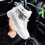 Жіночі зимові кросівки Nike Air Force 1 Mid 07 White (білі) високі молодіжні кеди з хутром F614 top, фото 6