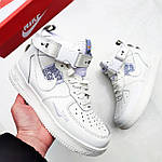 Жіночі зимові кросівки Nike Air Force 1 Mid 07 White (білі) високі молодіжні кеди з хутром F614 top, фото 8
