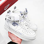 Жіночі зимові кросівки Nike Air Force 1 Mid 07 White (білі) високі молодіжні кеди з хутром F614 top, фото 9