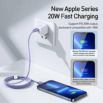 Кабель Baseus Crystal Shine Series Fast Charging Data Cable Type-C to iP 20 W 1.2 m Purple, фото 5
