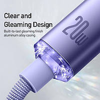 Кабель Baseus Crystal Shine Series Fast Charging Data Cable Type-C to iP 20 W 1.2 m Purple, фото 4