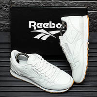 Мужские кроссовки Reebok Classic (белые) стильные светлые спортивные кроссы 2175 cross