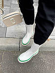 Жіночі зимові черевики Bottega Veneta Beige White/Green Fur (бежеві з зеленим) чоботи челсі з хутром BT005 топ, фото 5