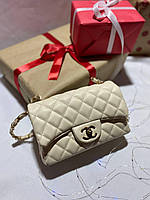 Женская подарочная сумка клатч Chanel Beige (бежевая) PrmS031 стильная мини сумочка на декоративной цепочке