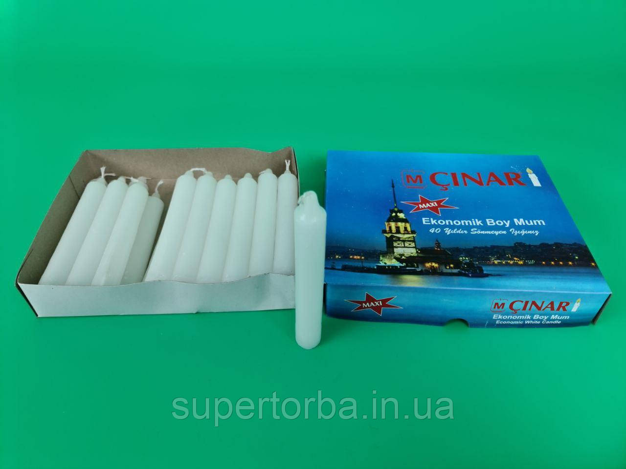 Свеча парафінова в коробці 15 см Ø 2 см 40 грамм 20шт./уп., фото 1