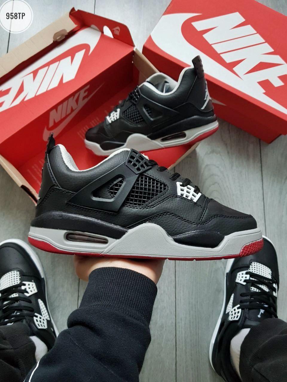 Чоловічі кросівки Nike Jordan Flight (чорні із сірим і червоним) низькі спортивні кроси 958TP top