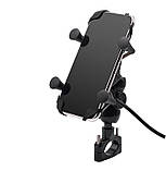 Кріплення телефону для мото скутера мопеда універсальне типу RAM з зарядкою USB 2А, фото 4