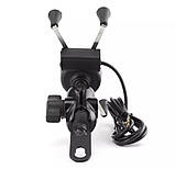 Кріплення телефону для мото скутера мопеда універсальне типу RAM з зарядкою USB 2А, фото 8