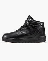 Мужские зимние кроссовки Nike Air Force High (чёрные) высокие качественные кеды с мехом MD0560 cross