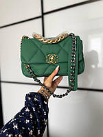 Женская мини сумка Chanel (зеленая) art0109 красивая стильная сумочка на длинной декоративной цепочке top