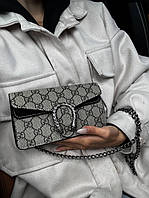 Женская сумка клатч Gucci (серая) art0179 маленькая стильная потрясающая подарочная очень красивая сумочка top