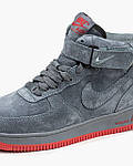Чоловічі зимові кросівки Nike Air Force High (сірі з червоним) високі стильні м'які кеди MD0705 top, фото 5