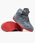 Чоловічі зимові кросівки Nike Air Force High (сірі з червоним) високі стильні м'які кеди MD0705 top, фото 9