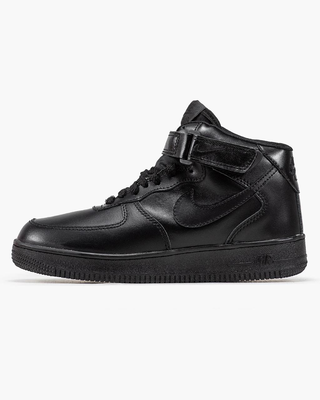 Чоловічі зимові кросівки Nike Air Force High (чорні) високі якісні кеди з хутром MD0560 top