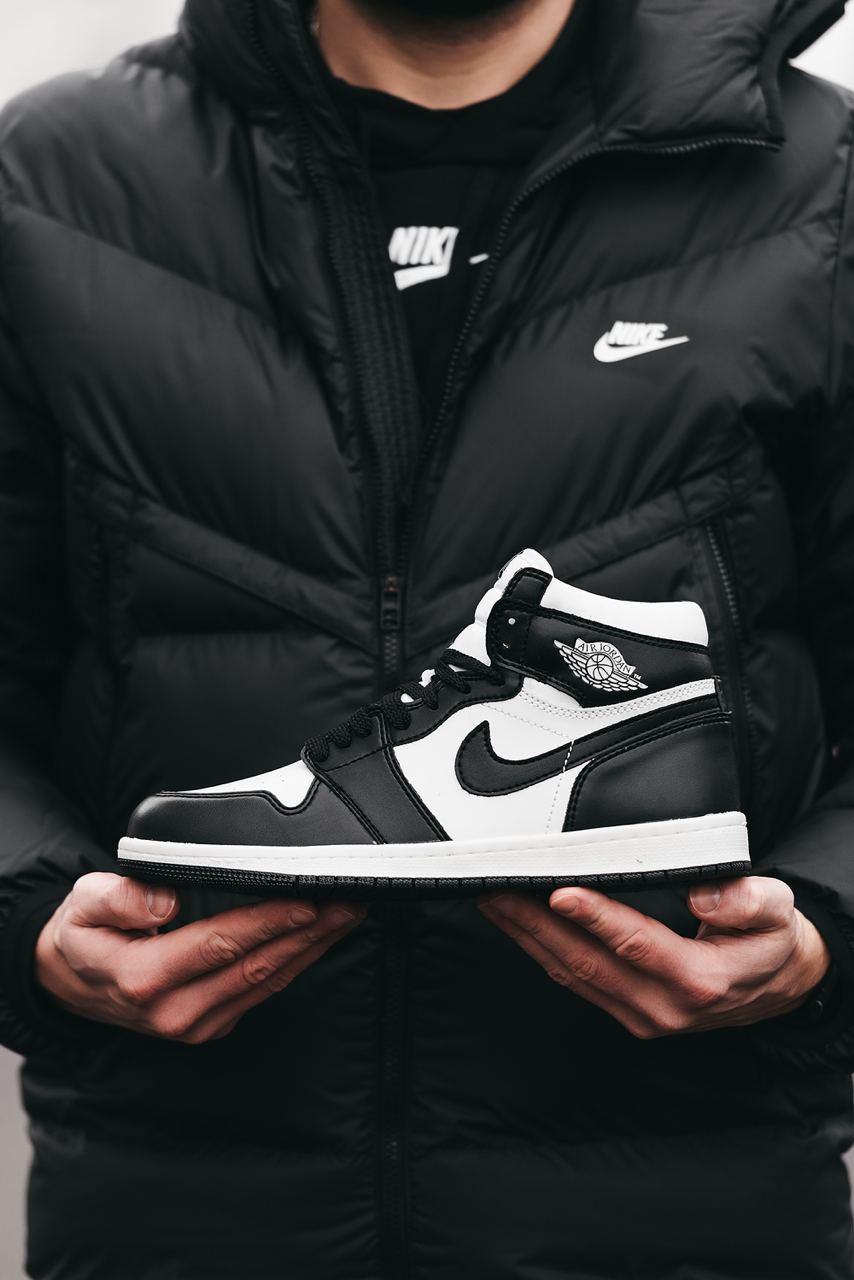 Чоловічі зимові кросівки Nike Air Jordan High (чорні з білим) високі спортивні кеди на хутрі MD0706 top