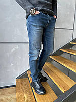 Мужские базовые джинсы классика (синие) А7683 молодежные повседневные без потертостей cross