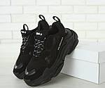 Чоловічі кросівки Balenciaga Triple S (чорні) стильні повсякденні осінні кроси К11712 топ, фото 7